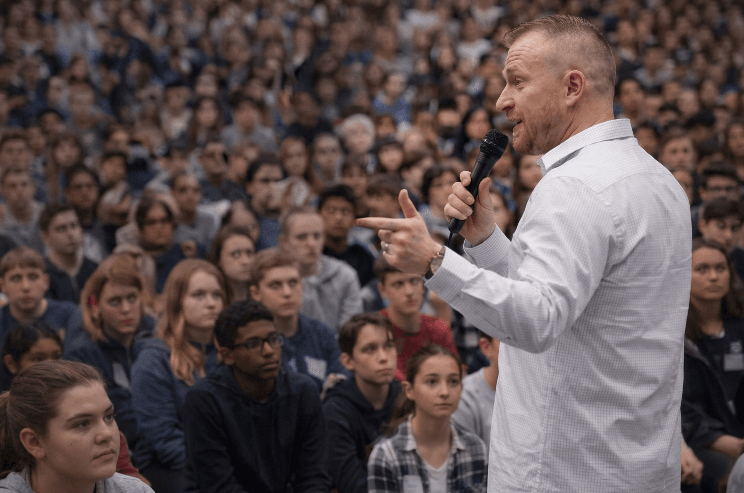 Daniel McGowan engaging with an audience